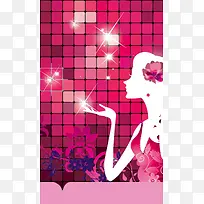 浪漫唯美红色马赛克上的精致女人背景素材