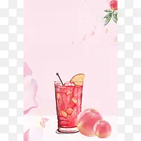 蜜桃熟了春季食物粉色海报