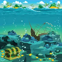 海底世界宝藏海报背景素材