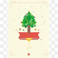 经典扁平风色块拼凑圣诞树背景
