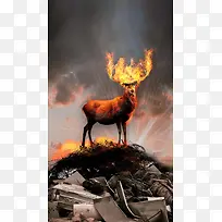 燃烧的麋鹿H5素材背景