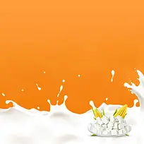橙色牛奶飞溅酸奶机PSD分层主图背景素材