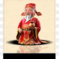 中国风春节寿星的倒影背景素材