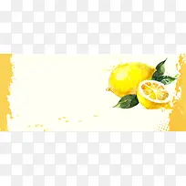 黄色水彩柠檬banner海报