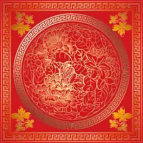 中国风传统花纹红色背景图