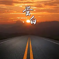 夕阳摄影马路蛋白粉保健品背景