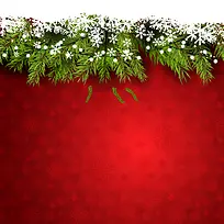 圣诞节喜庆松枝红色背景素材