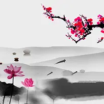 中国风山水梅花PSD分层主图