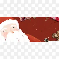 圣诞老人文艺礼盒松果红色banner