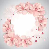 粉色浪漫花朵几何圆形背景