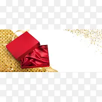 金色底纹红色礼盒banner