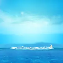 蓝色海洋冰岛企鹅背景