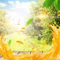 飞溅果汁果园榨汁机PSD分层主图背景素材