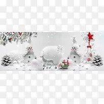 圣诞节雪人卡通白色banner