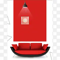 红色时尚简约几何沙发海报背景素材