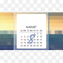 企业猪年几何渐变台历八月