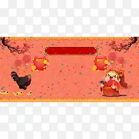 红色底纹鸡年春节灯笼海报背景