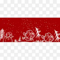 手绘圣诞节简约红色banner