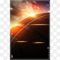黑色炫酷大气篮球比赛海报背景