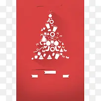拼装圣诞树红色背景