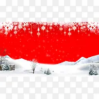 红色温馨冬季元旦圣诞新年雪景背景
