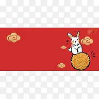 八月十五中秋节卡通手绘红色banner