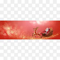 红色复古圣诞banner海报背景