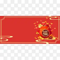 春节盛典简约红色banner背景