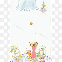 简约手绘插画创意果酱海报背景素材