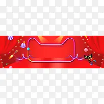 天猫促销季卡通红色banner