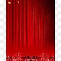 红色窗帘喜庆背景海报素材