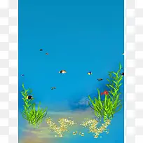 海底 世界  海草 海报 背景 元素