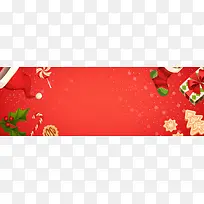 红色卡通礼物袜子圣诞节电商banner