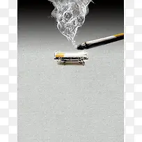 灰色质感创意世界无烟日海报背景素材