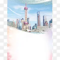 上海印象旅游宣传海报背景模板