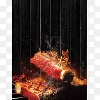 经典自制秘制自助牛排美食餐饮海报背景模板