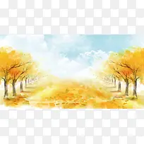 秋天水彩背景模板
