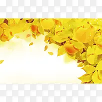 秋日黄色树叶促销背景图