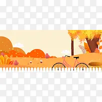 秋季自行车出游卡通背景