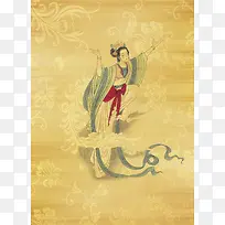 中国传统书画美女背景素材