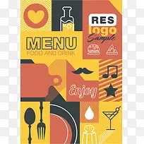 手绘西餐厅菜单封面背景素材