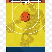 简约扁平创意篮球运动线条球场背景素材