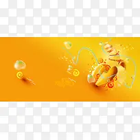金黄色香蕉背景banner装饰