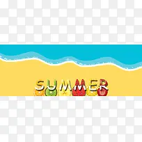 夏季处暑海边旅游水果背景Banner