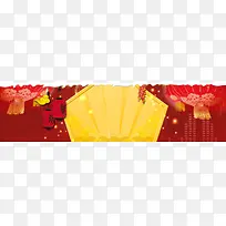新年扁平红色海报banner背景