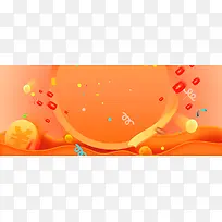 电商促销季几何金币橙色banner