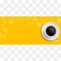 咖啡美食节文艺手绘黄色背景