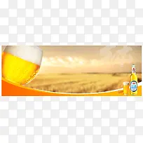 夏日啤酒背景banner装饰