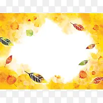 黄色手绘树叶边框背景