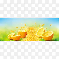 清新水果橙子果汁背景